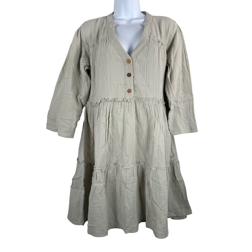 Salty Lemon Gauzy tiered Babydoll‎ Dress beach boho Y2K mint